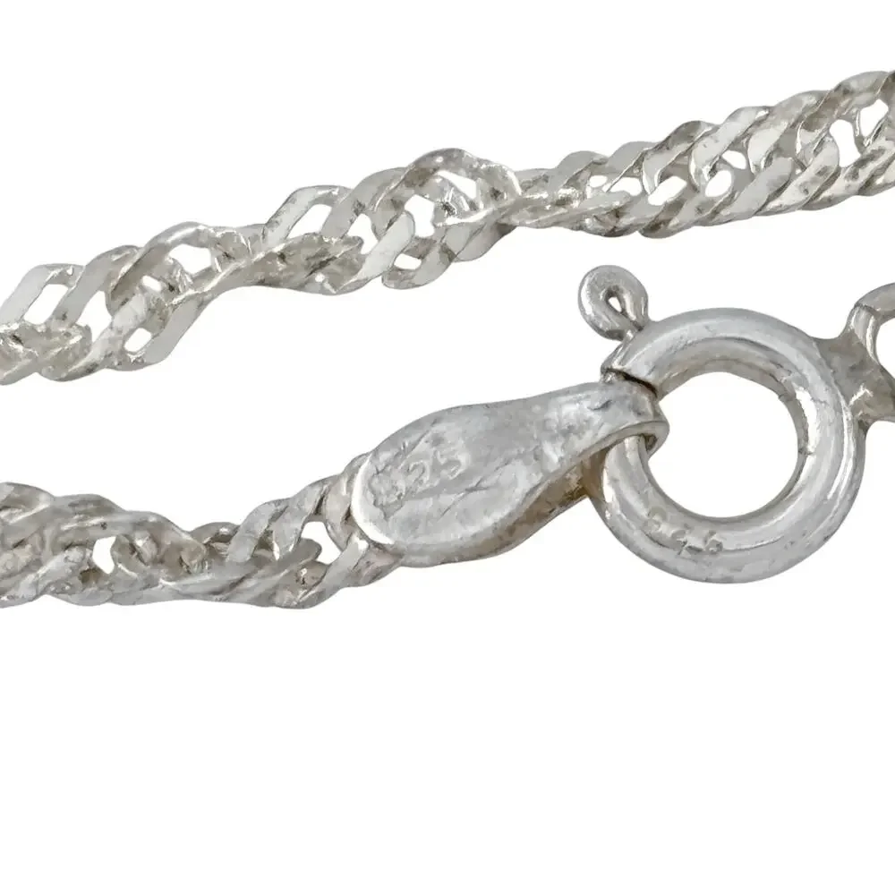 Vintage Italy Sterling Silver 925 Singapore Chain Necklace 17.5
